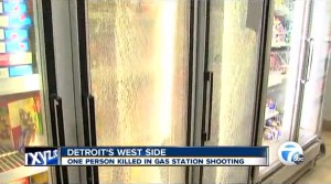 Shot out freezer door bp gas station